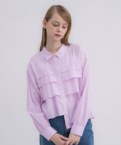 ブラウス シャツ asymmetry frill shirt/アシンメトリーフリル