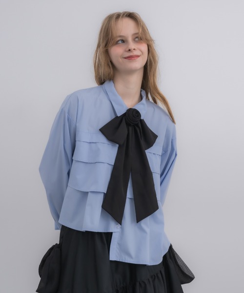 ブラウス シャツ asymmetry frill shirt/アシンメトリーフリル