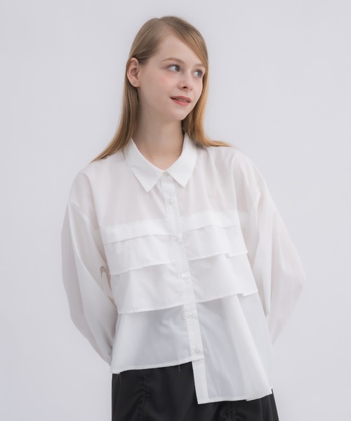 OHGA ASYMMETRY アシンメトリー　シャツ　ブラウス ブラウス シャツ asymmetry frill shirt/アシンメトリーフリル