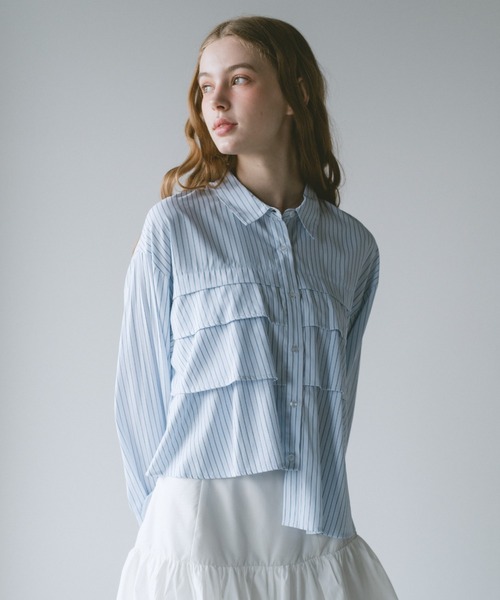 ブラウス シャツ 「 ZOZO限定 」asymmetry frill shirt/アシンメトリー