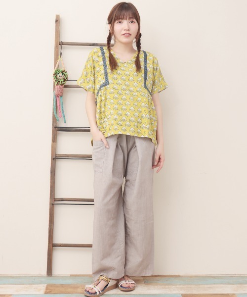 ブラウス シャツ Shanti Shanti ブロックプリントプルオーバー「WEB限定」 レディース チチカカ ブラウス シャツ Shanti ブロックプリントプルオーバー