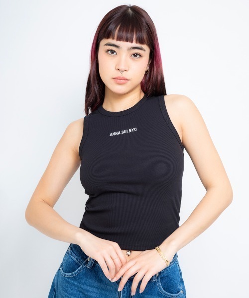 最新 ノースリーブ タンクトップ ANNA ロゴリブタンクトップ NYC SUI トップス