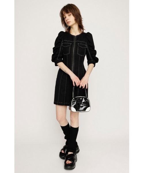 SLY ワンピース GATHER SLEEVE ZIP S/OP ギャザー スリーブ