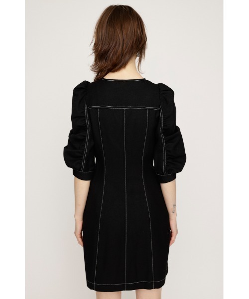 SLY ワンピース GATHER SLEEVE ZIP S/OP ギャザー スリーブ