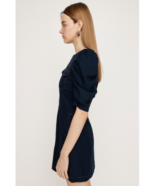 GATHER SLEEVE ZIP ショートワンピース SLY ワンピース GATHER SLEEVE ZIP S/OP ギャザー スリーブ