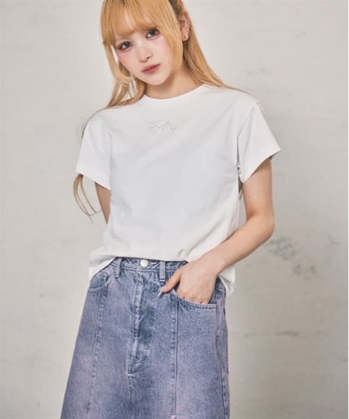 Fickle Bebe デニムスカート リペッドブリーチデニムスカート 