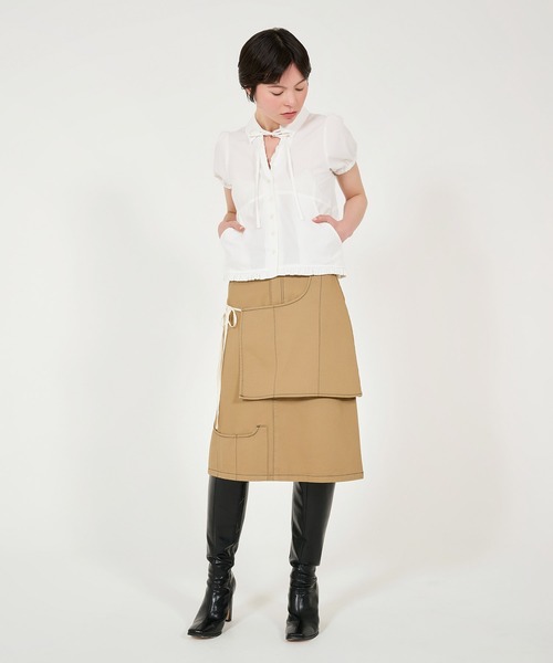 ブラウス シャツ スキッパーカラー 半袖ブラウス TINA：JOJUN レディース TINA：JOJUN ブラウス シャツ 半袖 フリルブラウス レディース
