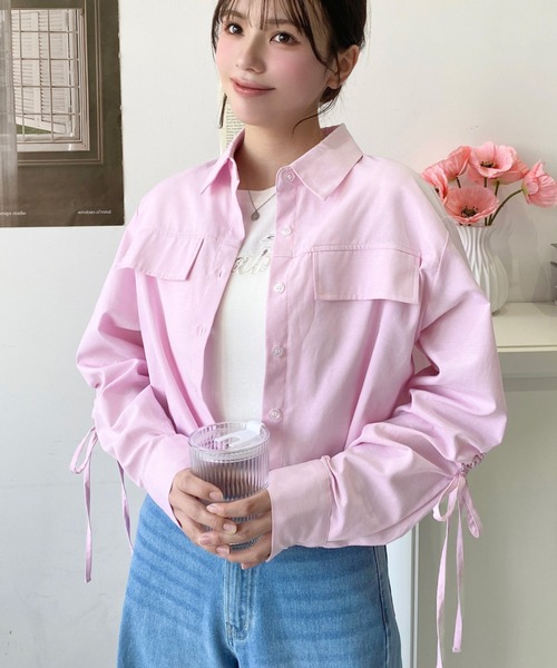 ブラウス シャツ ウエストドロスト半袖シャツ レディース Heather ブラウス シャツ 2WAYドロストブラウス（半袖） 497298