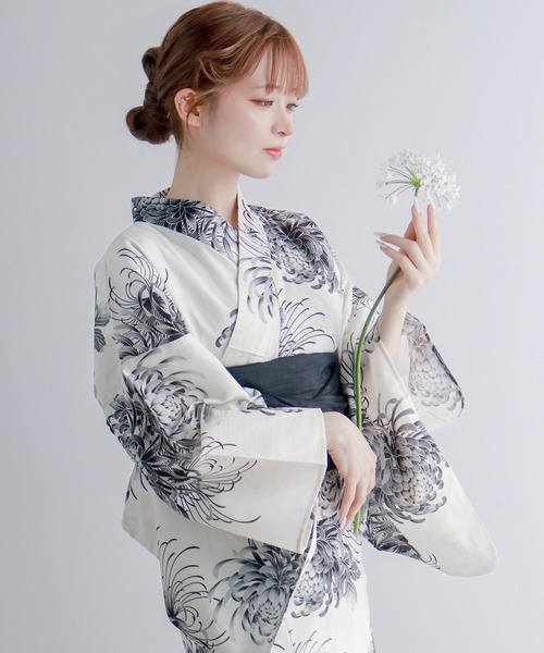 KYOETSU 浴衣 レディース2点セット(浴衣 + 帯） KYOETSU 浴衣 1人で簡単着付け レディース 6点セット( + 帯 下駄