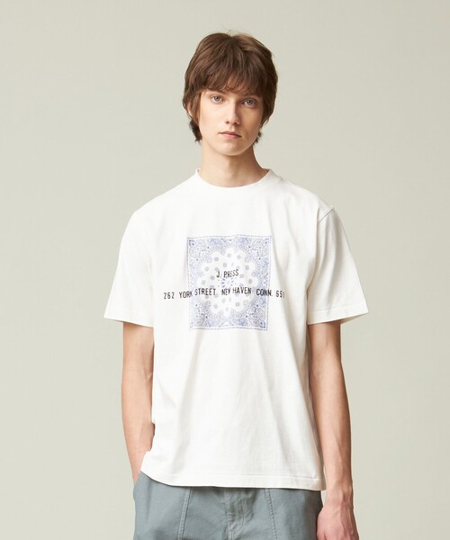 ヘキサゴン Tシャツ バンダナ J.PRESS（J.プレス） tシャツ ペイズリーバンダナプリントTシャツ