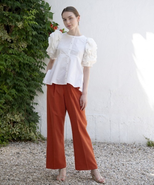 AND COUTURE パンツ バックスリットワイドパンツ レディース