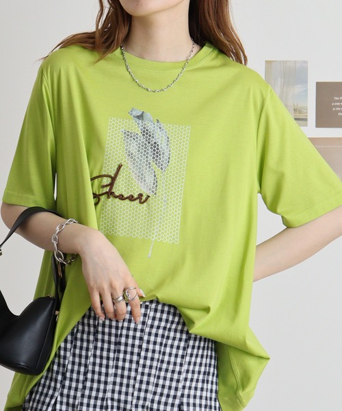 tシャツ BRODIAEA イラストプリント極サラTシャツ レディース