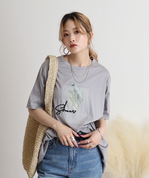 tシャツ BRODIAEA イラストプリント極サラTシャツ レディース tシャツ BRODIAEA イラストプリント極サラTシャツ レディース