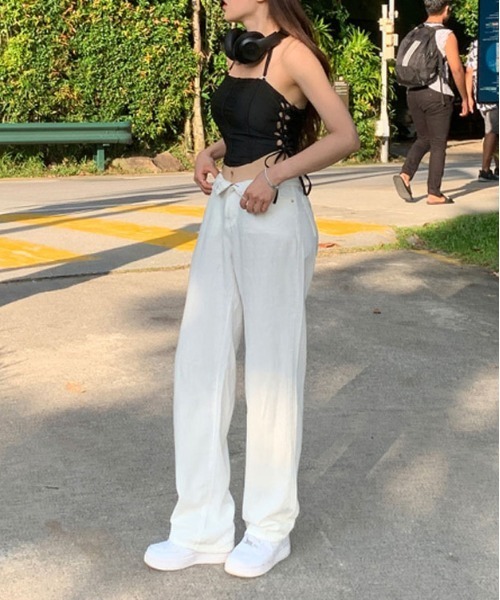 FREE STYLISTS 水着 Y2K サイド レースアップ ホルターネック ビキニ 2