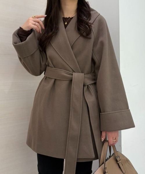 RANAN（ラナン） コート アウター ウール調ビッグカラーガウンコート