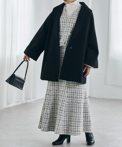 RANAN（ラナン） コート アウター ウール調ビッグカラーガウンコート
