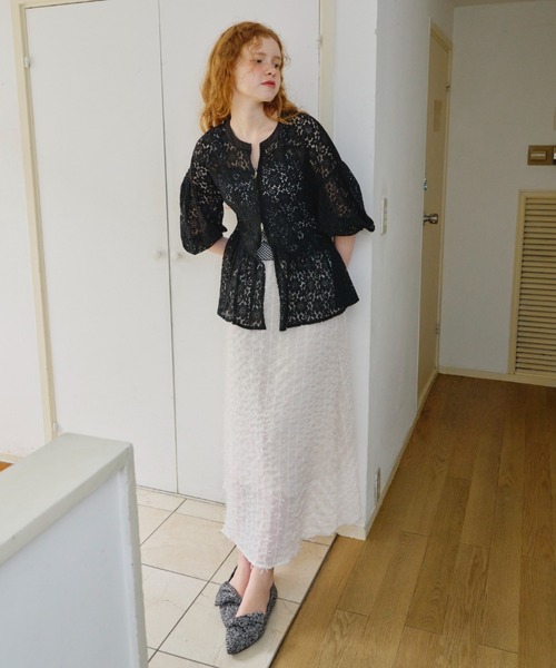 パウダリーヘムフレアブラウス パウダリーヘムフレアブラウス