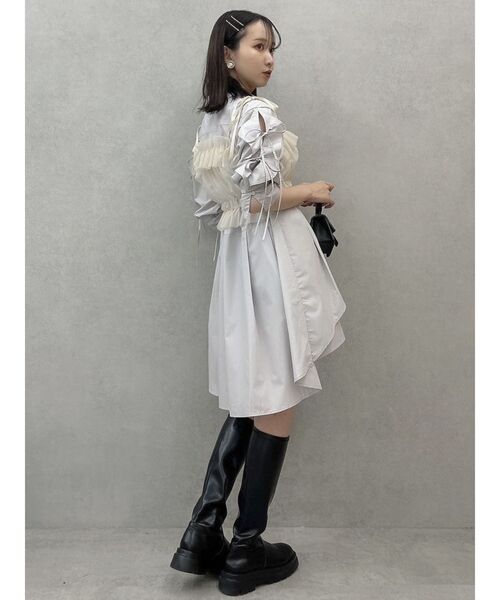 dazzlin シャツイレフレアミニワンピース ビスチェ付き dazzlin（ダズリン）の「シャツイレフレアミニワンピース