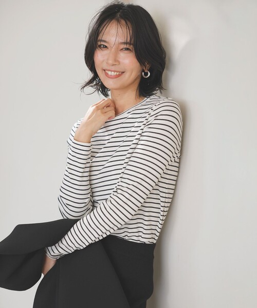 tシャツ 「洗える」コットンカシミヤ クルーネックカットソー レディース UNFILO tシャツ 「洗える」コットンカシミヤ クルーネック