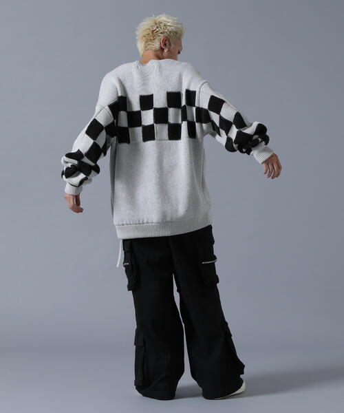 ニット セーター DankeSchon/ダンケシェーン/RV CREWNECK KNIT CHECKER レディース メンズ DANKE SCHON セーター ニット DankeSchon/ダンケシェーン/RV