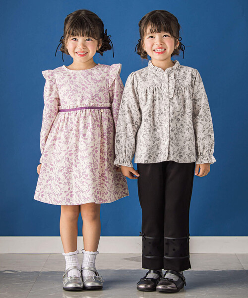 BeBe Petits Pois Vert ワンピース 「お揃い」細コール花柄