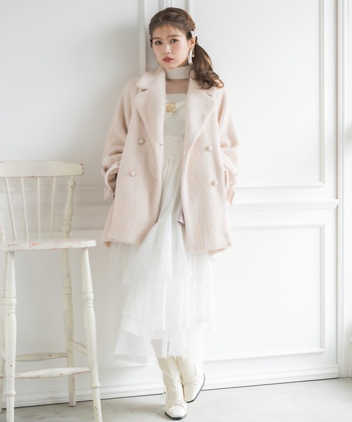 ラメシャギーAラインコート クチュールバイロジータ コート アウター 「新色入荷」ラメシャギーA