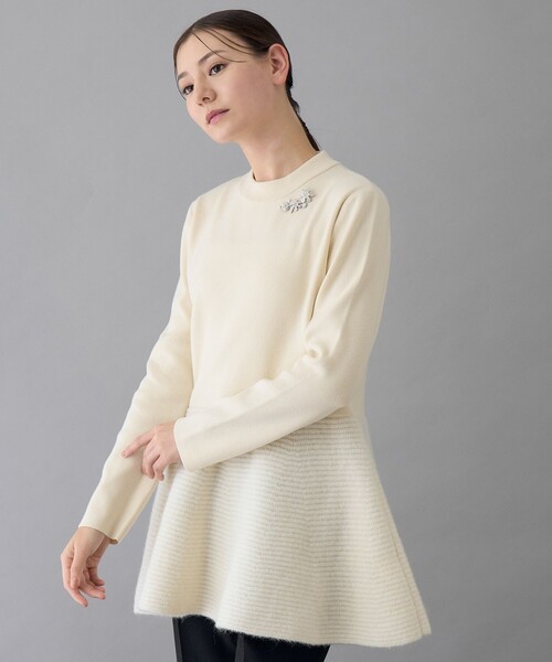 ANAYI（アナイ） ニット セーター ファー加工ペプラム プルオーバー