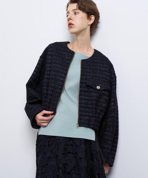 LANVIN　アウター LANVIN en Bleu ブルゾン アウター ツィードノーカーラー