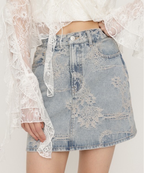 SLY J/W JQ DENIM S/SK デニムショートスカート SLY デニムスカート J/W JQ DENIM S/SK ジャストウエスト