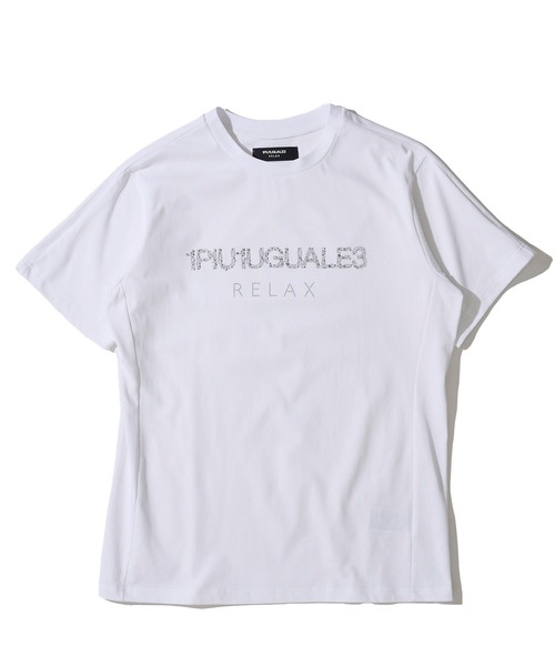 【1PIU1UGUALE3 RELAX】2重ロゴ半袖Tシャツ 3色展開 要在庫確認 1PIU1UGUALE3 RELAX ウノ Tシャツ メンズ ラインストーン ロゴ