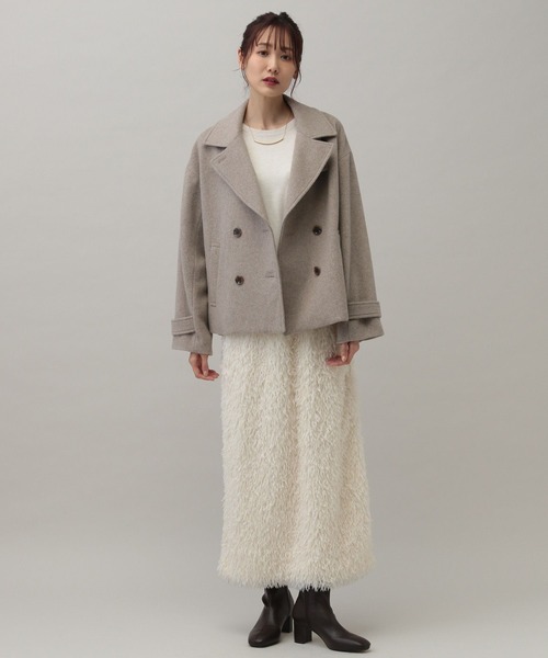 「GLOBAL WORK」 ピーコート LARGE グレー レディース_画像6