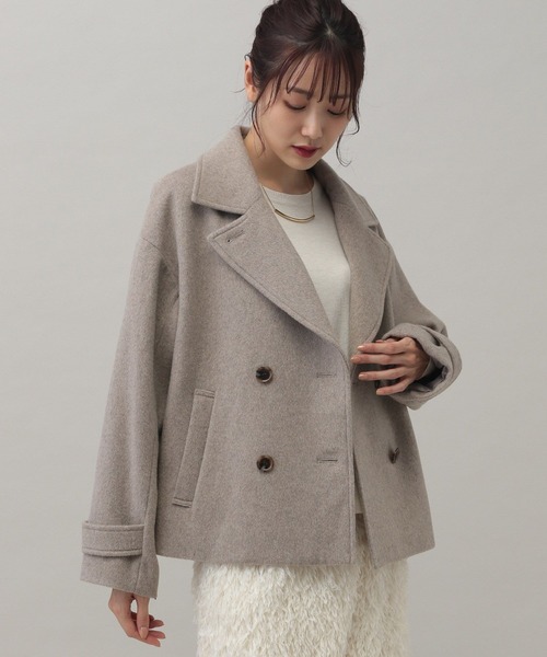 「GLOBAL WORK」 ピーコート LARGE グレー レディース_画像9