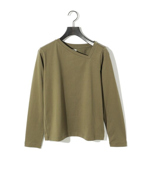 tシャツ MIDIUMISOLID for Ladies アシンメトリーネックプルオーバー レディース MIDIUMISOLID tシャツ for Ladies アシンメトリーネックプル