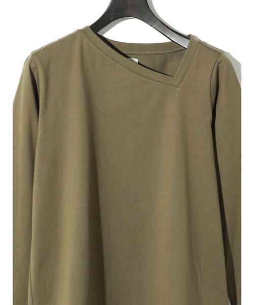 tシャツ MIDIUMISOLID for Ladies アシンメトリーネックプルオーバー レディース MIDIUMISOLID tシャツ for Ladies アシンメトリーネックプル