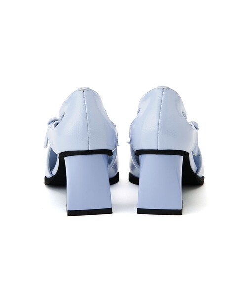 【新品未使用】SY ユナイテッドアローズリボンサイドオープントゥパンプス水色 SY UNITED ARROWS パンプス 「SY」リボンサイド オープントゥ