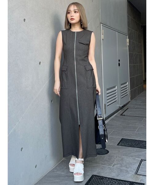 MURUA ワンピース フロントジップナローワンピース : ZOZOTOWN