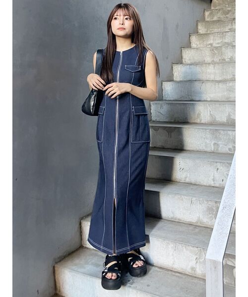 MURUA ワンピース フロントジップナローワンピース : ZOZOTOWN