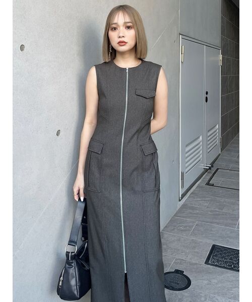 MURUA ワンピース フロントジップナローワンピース : ZOZOTOWN