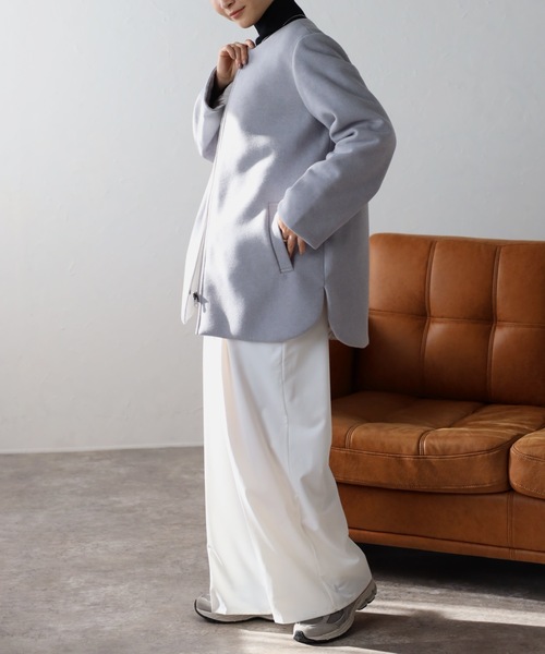 「&HALF」 ノーカラーコート L ナチュラル レディース_画像6