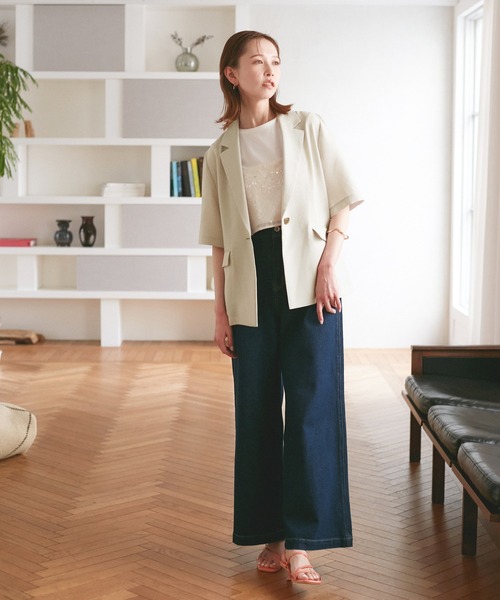 新品未使用☆接触冷感・吸水速乾・防シワエフォートレスリラックスジャケット ROPE' PICNIC ジャケット テーラードジャケット 「接触冷感