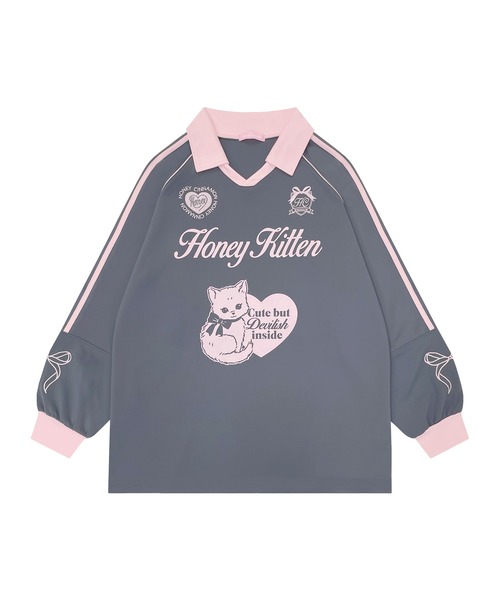 tシャツ Honey Kitten袖ラインユニフォームトップス レディース Honey Cinnamon tシャツ Kitten袖ラインユニフォームトップス