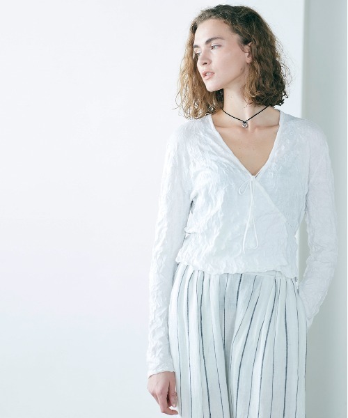 wrinkle knit cardigan レディース