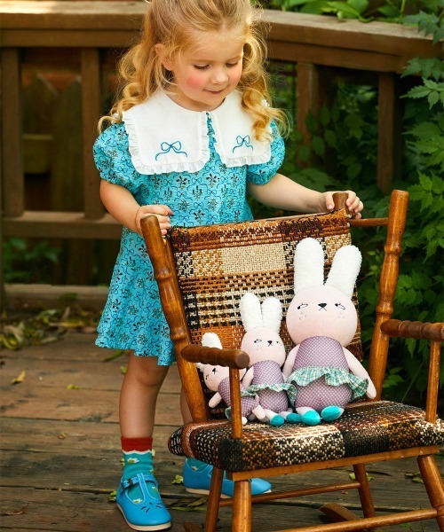 ワンピース リボンフラワー襟ポイントワンピース キッズ 子供服 女の子