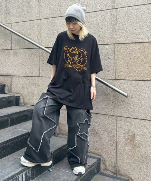 Tシャツ(長袖+七分) Candy Stripper  GLEAM STICKERS L/S TEE Candy Stripper - Candy Stripper GLEAM STICKERS L/S TEEの通販 by ら