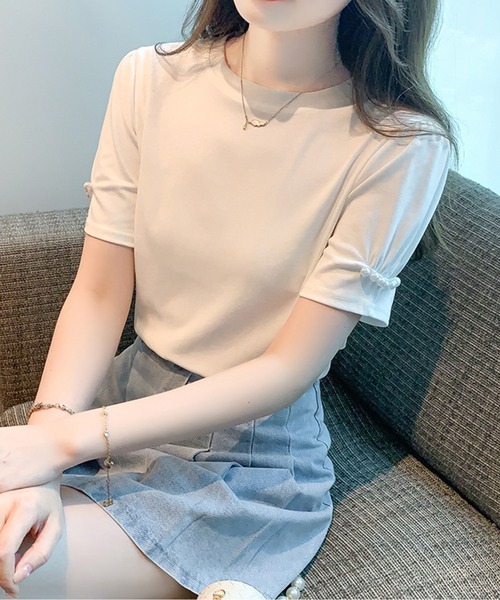 tシャツ パールスリーブTシャツ レディース