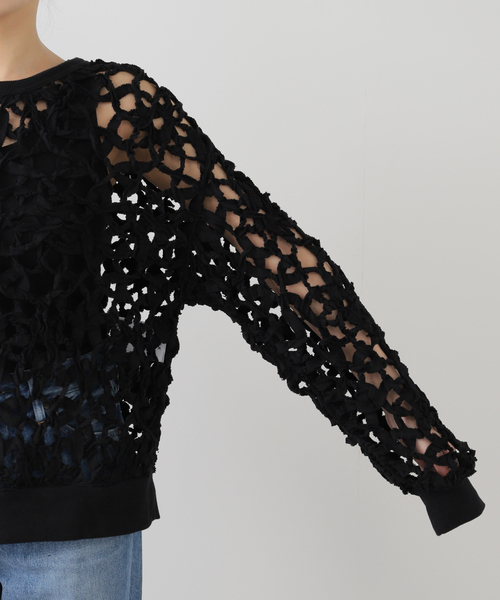tシャツ TAAKK MESH KNIT PULLOVER TA25SS-JR051：ニット レディース TAAKK MESH KNIT PULLOVER TA25SS-JR051：ニット（Tシャツ