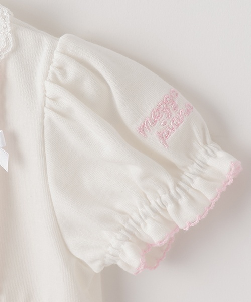 ベビー服 ロンパース タックリボン半袖2wayオールの画像