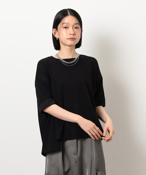 tシャツ 「接触冷感/抗菌防臭/白化軽減」アームギャザーカットソー レディース CAST: tシャツ 「接触冷感/抗菌防臭/白化軽減」アームギャザー