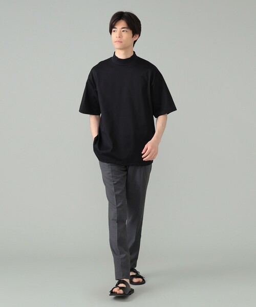 BEAMS F tシャツ コーコランコットン ショートスリーブ モック