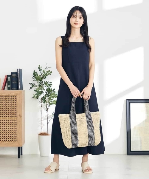 a.v.v ワンピース 「接触冷感/UVカット/イージーケア」麻調